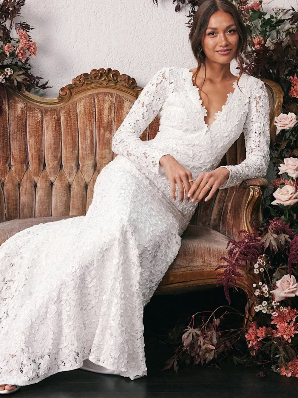Following Your Heart White Lace Long Sleeve Maxi Dress Bridal Gown